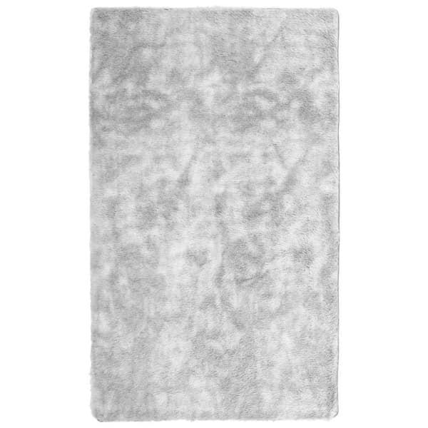 Ryamatta med lång lugg NAVARRA ljusgrå 60x100 cm polyester
