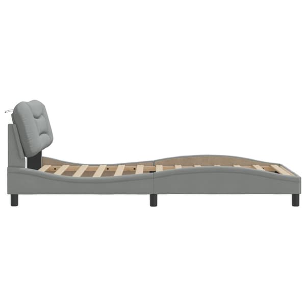 Bed Frame without Mattress "Hvar" Light Grey 100x200 cm Fabric