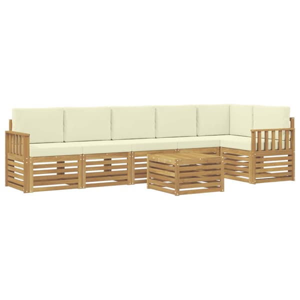 Utomhussoffset 7 pcs Vit och grädde 59 x 59 x 37 cm Polyester