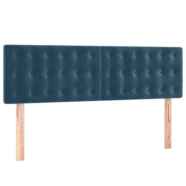 Ramsäng med madrass mörkblå 140x190 cm sammet