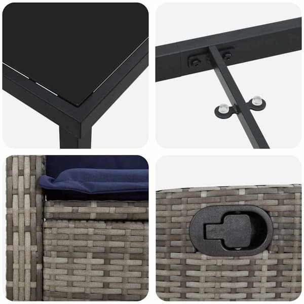 Trädgårdsmöbelset med kudde 7 pcs Grå konstrotting