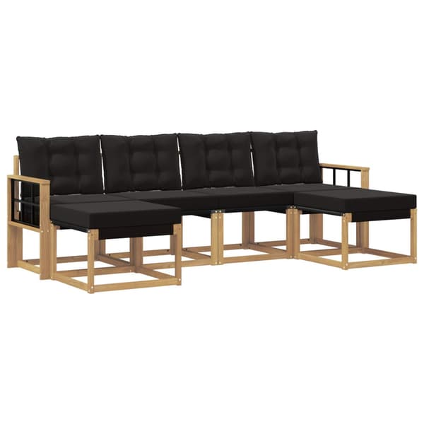 Utomhussoffset med kudde 6 pcs Vit och svart
