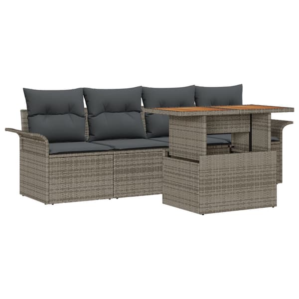 Trädgårdsoffset med lagring 5 pcs Grå Poly rattan
