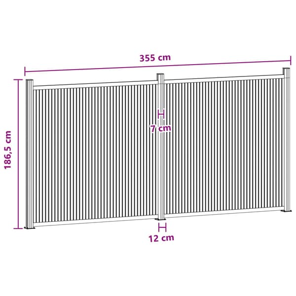 Stängselpanel 2 st 355 x 186,5 cm WPC och aluminium Svart