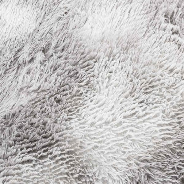 Ryamatta med lång lugg NAVARRA ljusgrå 160x160 cm polyester
