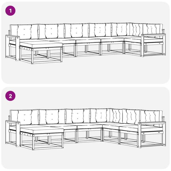 Utomhussoffset med kudde 7 pcs Vit och grädde
