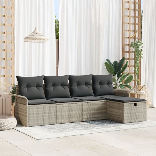 Trädgårdsoffset 5 st Poly rattan