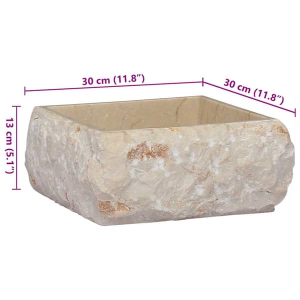 Handfat gräddvit 30x30x13 cm marmor