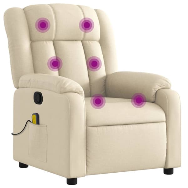 Massagefåtölj krämfärgad tyg