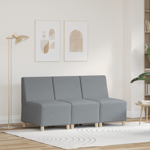 Modulsofa utan armstöd 3 st Ljusgrå tyg