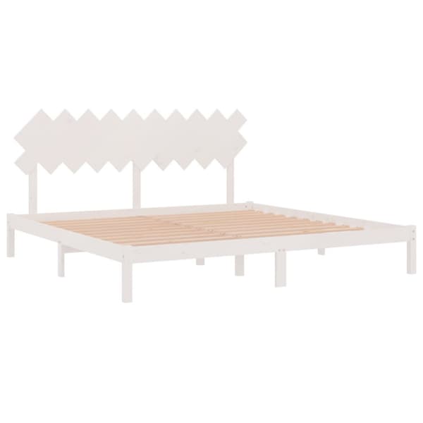 Sängram vit 200x200 cm massivt trä