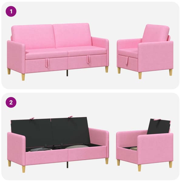 Soffgrupp med förvaring 2 pcs Rosa Polyester