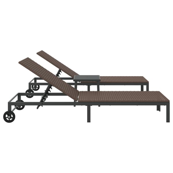 Solbädd Reclining 2-person 3 pcs Brun konstrotting