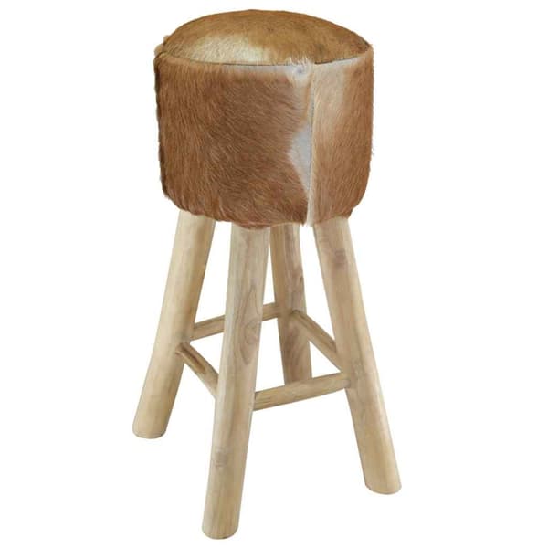 Barstol getskinnsläder och massiv teak