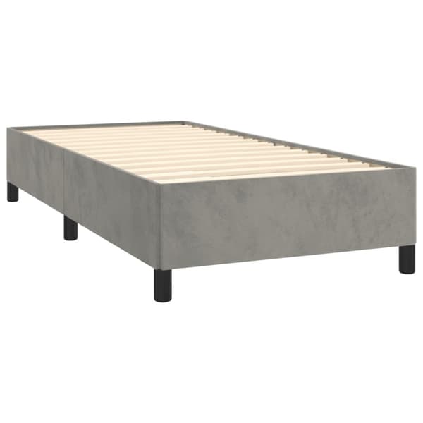 Ramsäng med madrass ljusgrå 90x200 cm sammet