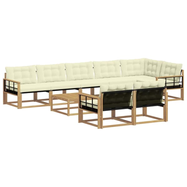 Utomhussoffset 9 pcs Vit och grädde 79 x 79 x 37 cm