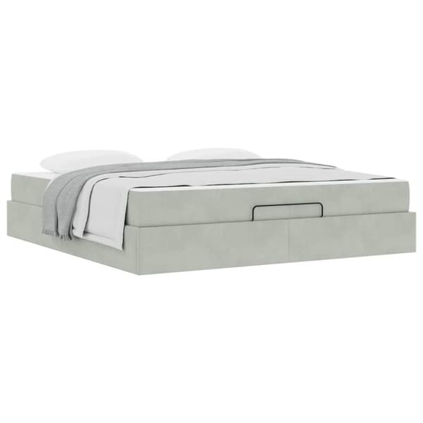 Sängram med madrass 2 pcs Ljusgrå Sammet