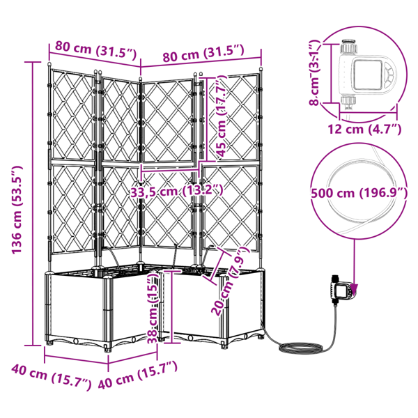 Trädgårdsplanterare 3 pcs Vit Plast
