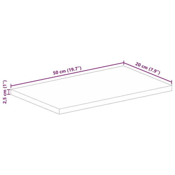 Bordsskiva 50x20x2,5 cm rektangulär massivt mango-trä