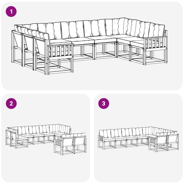 Utomhussoffset med kudde 9 pcs Vit och Beige