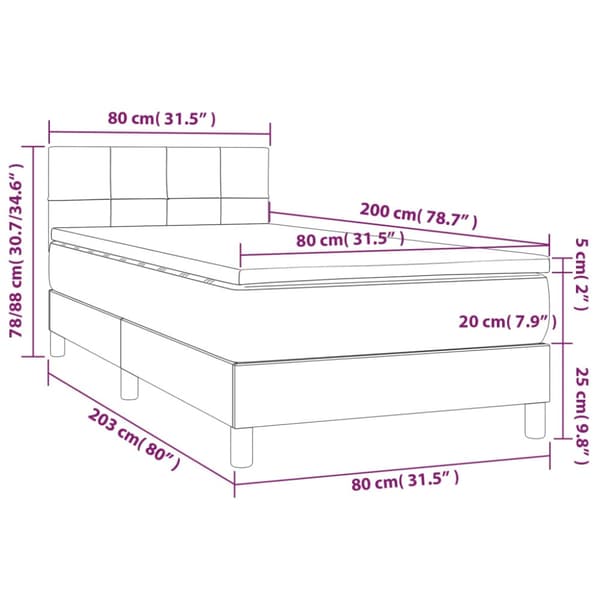 Ramsäng med madrass mörkblå 80x200 cm sammet