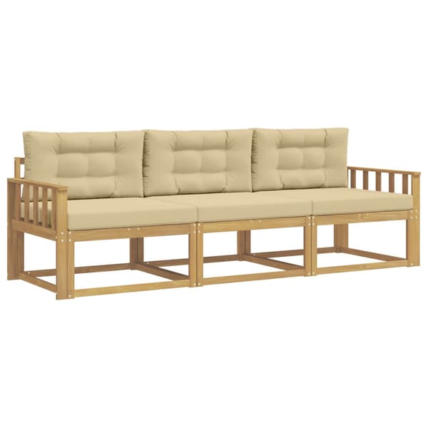 Utomhussoffset med kudde 3 pcs Vit och Beige Polyester