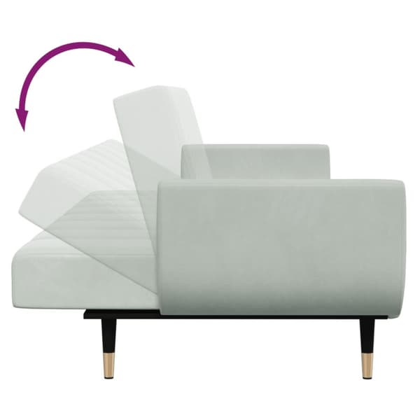 Bäddsoffa 2-sits med fotpall ljusgrå sammet
