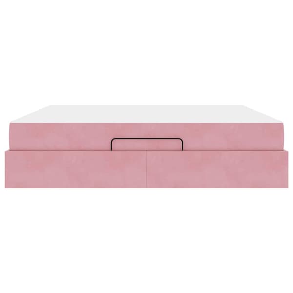 Sängram med madrass 2 pcs Rosa Sammet