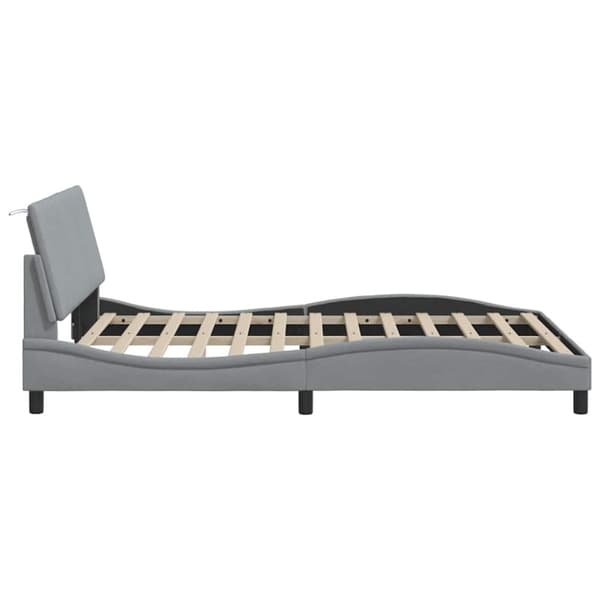 Bed Frame without Mattress "Hanko" Light Grey 140x190 cm Fabric