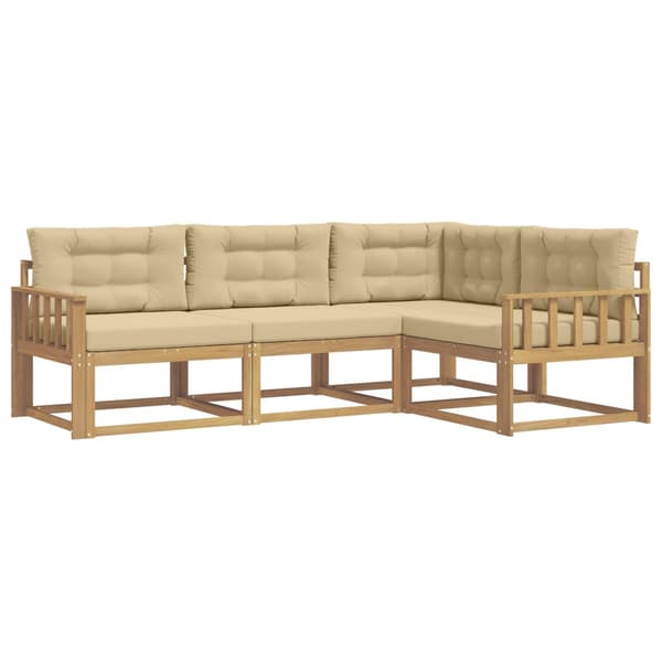 Utomhussoffset med kudde 3 pcs Vit och Beige Polyester
