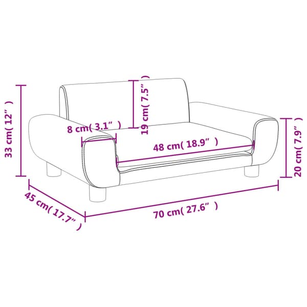 Barnsoffa brun 70x45x33 cm sammet