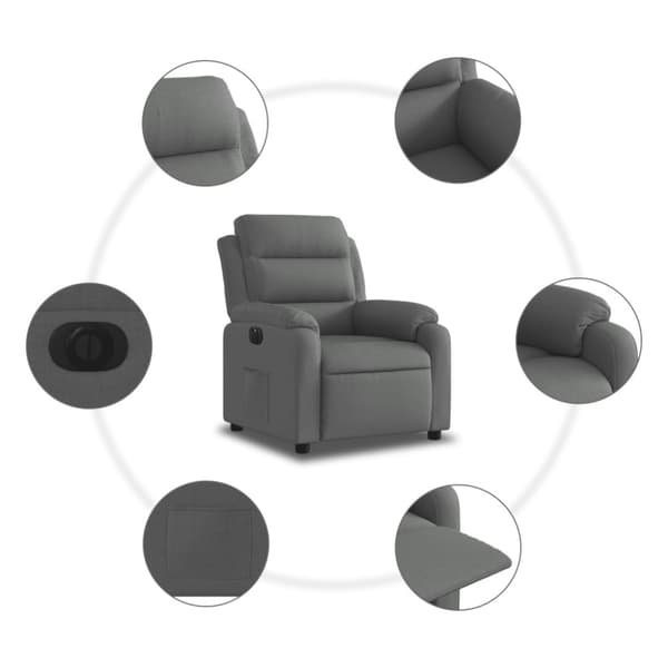 Elektrisk reclinerfåtölj mörkgrå tyg