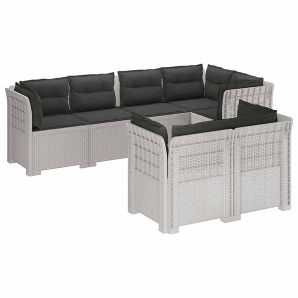 7-sits Soffa med Kuddar Rattanlook PP Vit