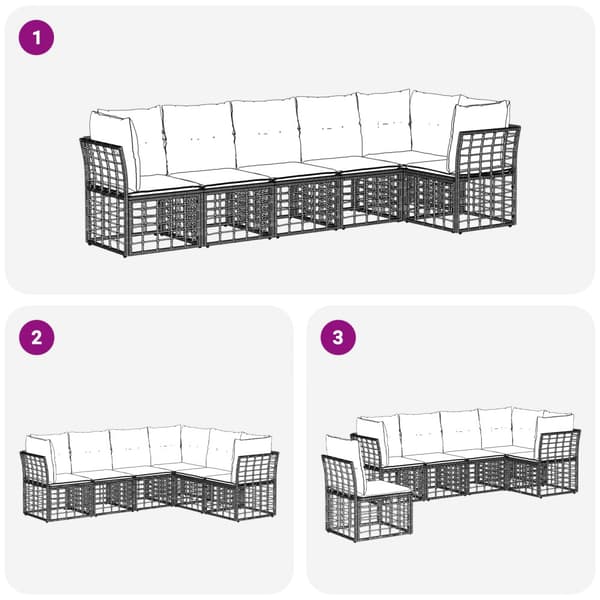Trädgårdsoffset 6 pcs Svart konstrotting