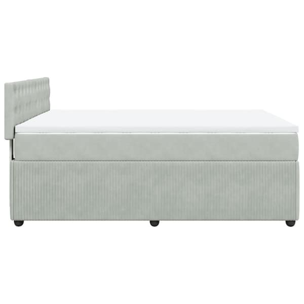 Ramsäng med madrass ljusgrå 140x190 cm sammet