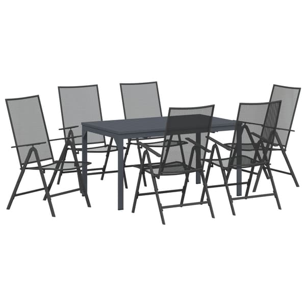 Trädgårdsmöbelset 7 pcs Antracit Pulverlackerad stål
