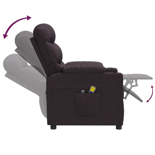 Elektrisk massagefåtölj mörkbrun tyg