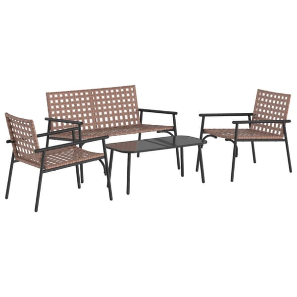 Trädgårdsmöbelset 4 pcs Brun konstrotting