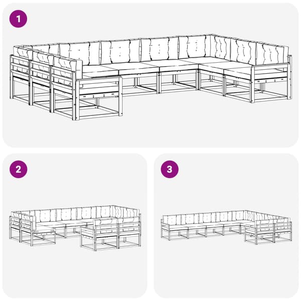 Utomhussoffset med kudde 9 pcs Vit och antracit