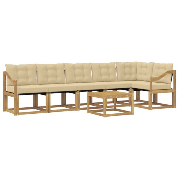 Utomhussoffset med kudde 7 pcs Vit och Beige