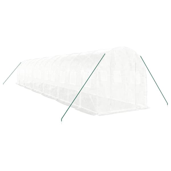 Växthus med stålram vit 24 m² 12x2x2 m