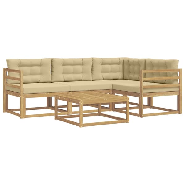 Utomhussoffset 5 pcs Vit och Beige 79 x 79 x 37 cm Polyester