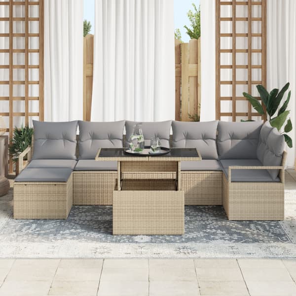 Trädgårdsoffset med kudde 8 pcs beige och ljusgrå