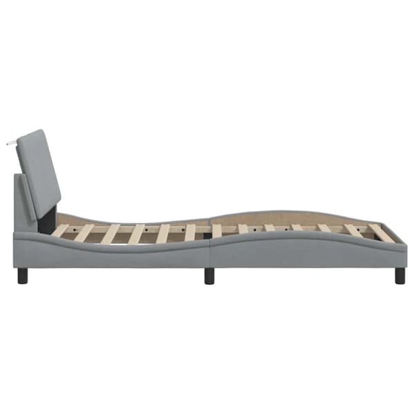 Bed Frame without Mattress "Hanko" Light Grey 80x200 cm Fabric