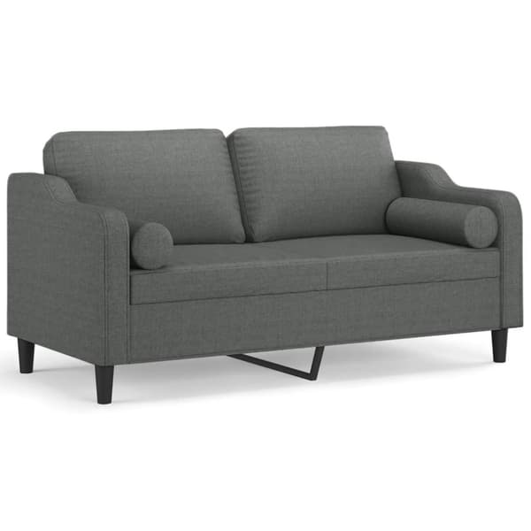 2-sits soffa med prydnadskuddar mörkgrå 140 cm tyg