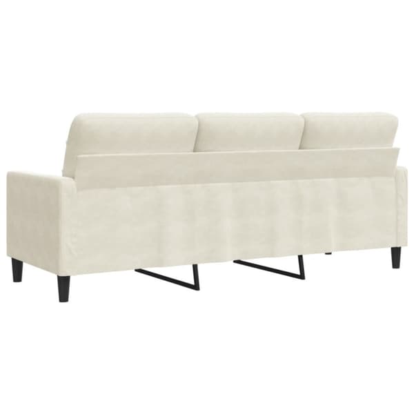 3-sitssoffa gräddvit 180 cm sammet
