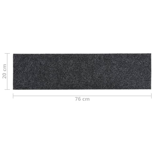 Trappmattor självhäftande 15 st 76x20 cm mörkgrå rektangulära