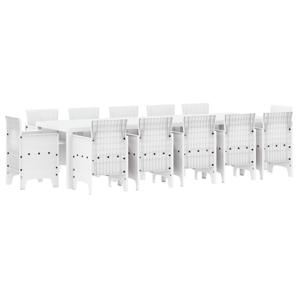 Trädgårdsmöbelset 13 pcs Vit Poly rattan