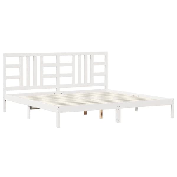 Sängram vit massivt trä 200x200 cm