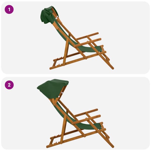 Deck Chair 2 st 3 Position Massiv Eukalyptus Trä Grön
